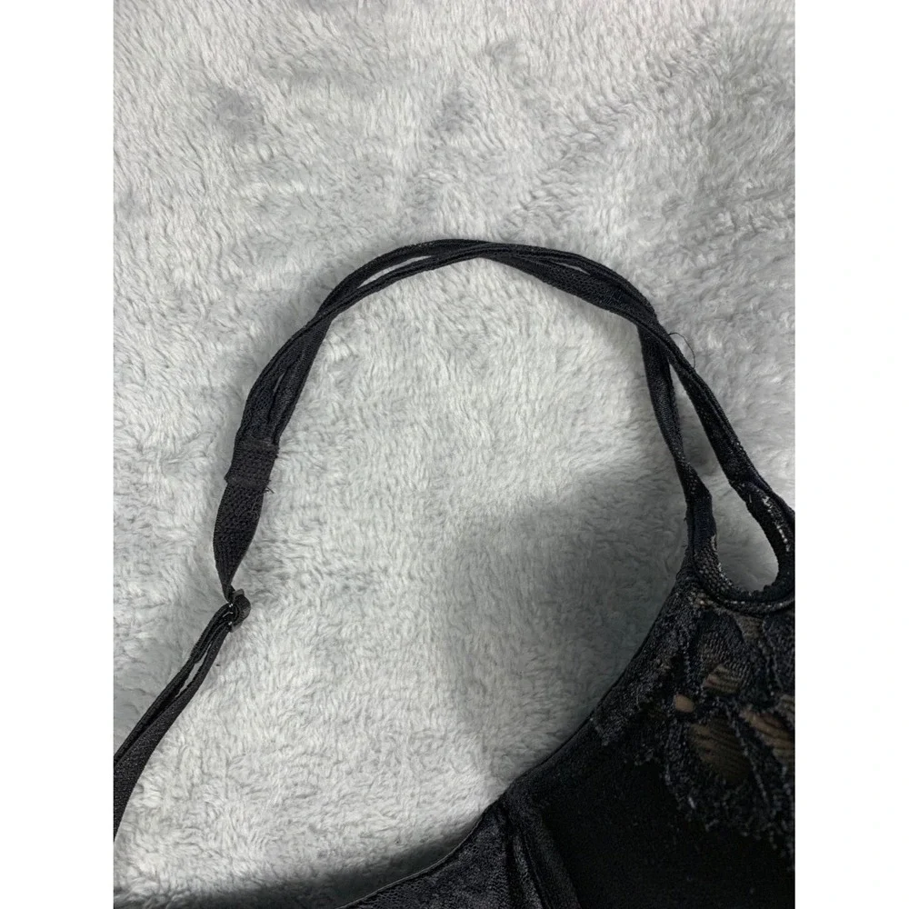 Victoria's Secret Very Sexy Womens 34C Black Bra Floral Lace Overlay